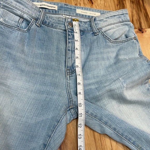 Pilcro and letterpress anthropologie Hyphen jeans Sz 28 raw hem patchwork - Picture 3 of 12